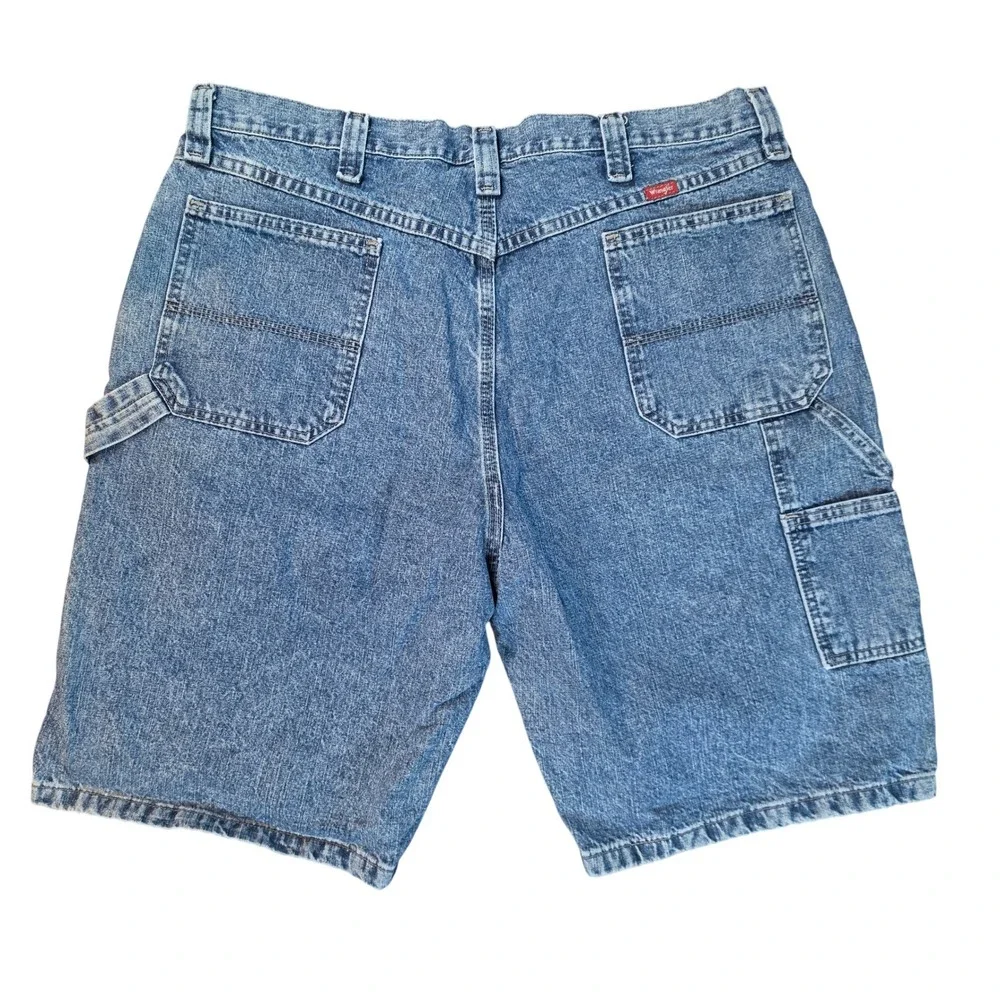 Wrangler‎ Mens Carpenter Denim Shorts Blue Medium Wash Work Worn 64WC4AI Size 40